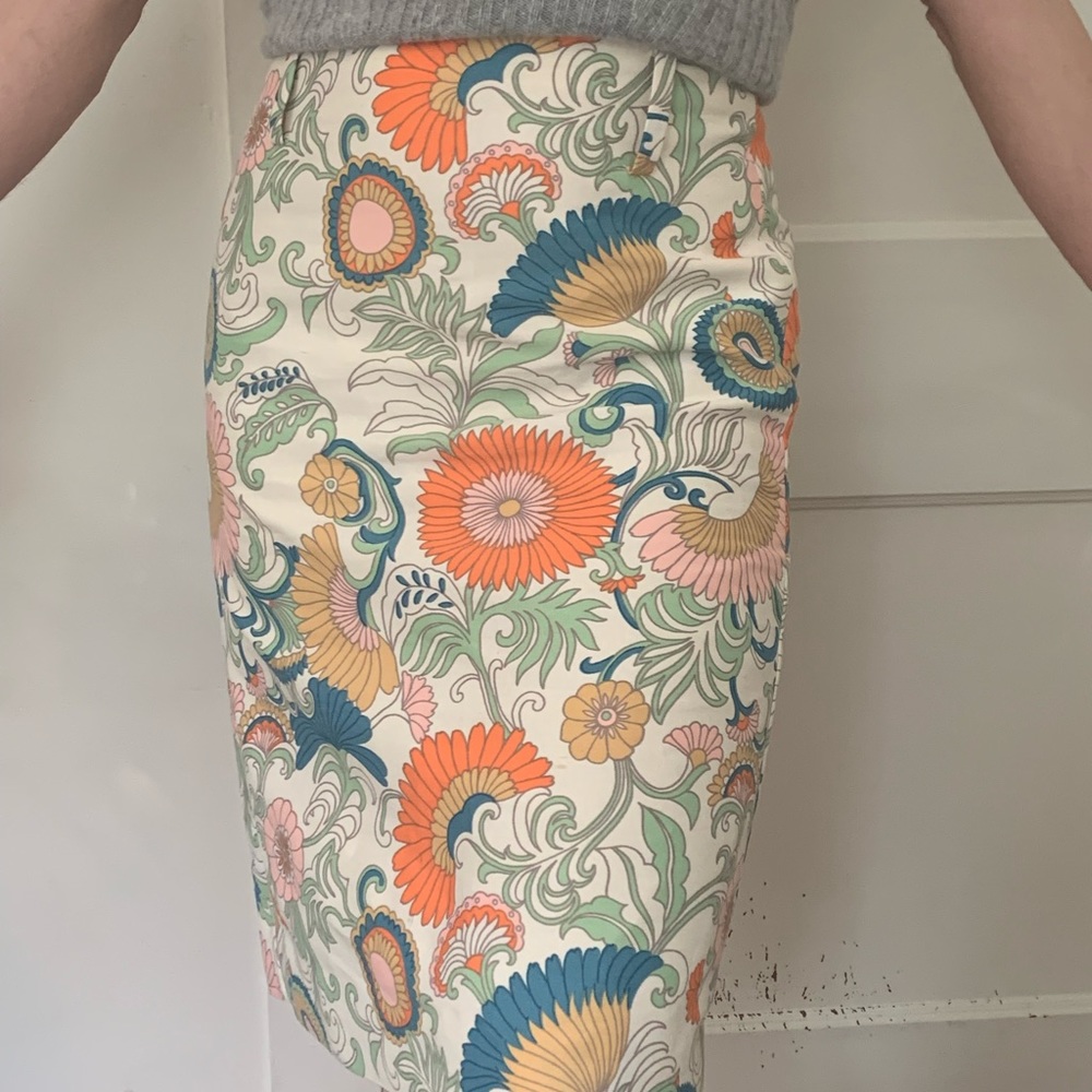 J crew floral structured summer skirt